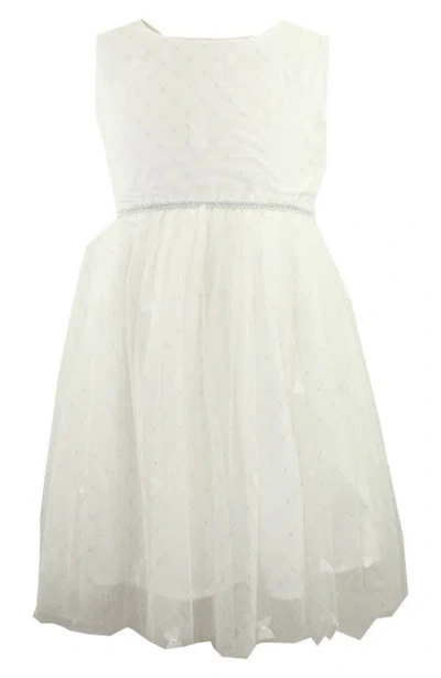 Popatu Kids' Rhinestone & Glitter Tulle Dress In White