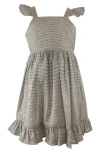 Popatu Kids' Stripe Clip Dot Cotton Party Dress In Green