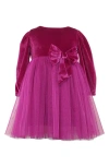 Popatu Kids' Velvet & Tulle Party Dress In Pink