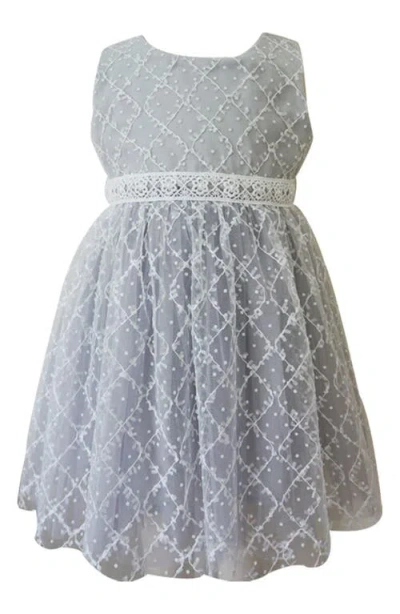 Popatu Babies'  Lattice Lace Party Dress In Grey