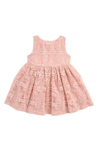 Popatu Babies'  Metallic Lace Overlay Dress In Peach