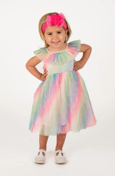 Popatu Babies' Ruffle Flounce Tulle Dress In Rainbow