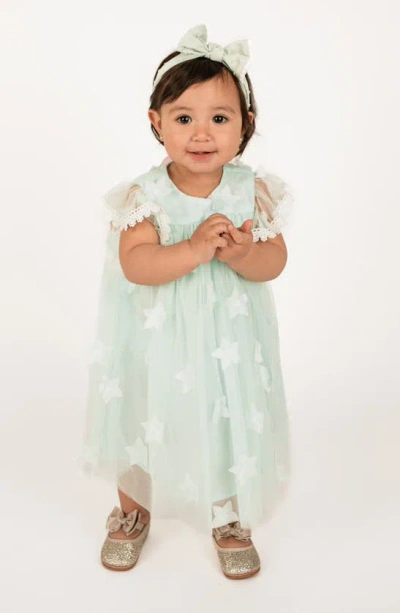 Popatu Babies' Star Appliqué Tulle Dress In Mint