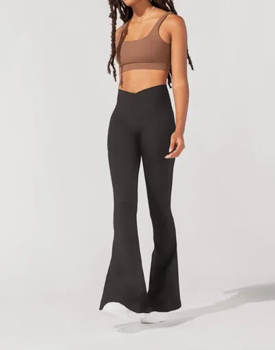 Popflex Active Criss Cross Hourglass Bell Bottom With Pockets In Black