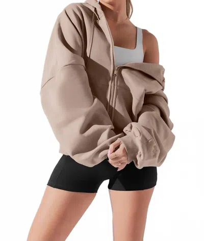 Popflex Active Zip Cloud Hoodie In Taupe In Gray
