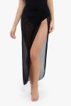 Popilush Bias Twist Mesh Sarong Coverup In Midnight Black
