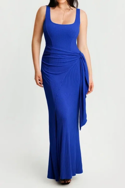 Popilush Built In Shapewear Modal Twist Wrap Maxi Dress In Blue
