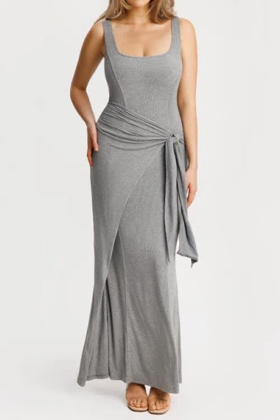 Popilush Built In Shapewear Modal Twist Wrap Maxi Dress In Gray