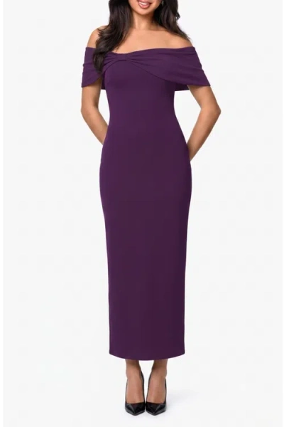Popilush Built In Shapewear Off The Shoulder Column Maxi Dress In Purple