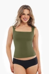 Popilush Cloud-touch Double-layer Shaping Sleeveless Top In Green