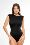 Popilush Contourflex All-in-one Fitted Bodysuit In Black