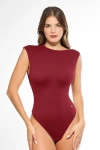 Popilush Contourflex All-in-one Fitted Bodysuit In Burgundy