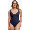 Popilush Elastic Cloud-touch All-in-one Shaping Bodysuit In Blue