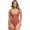 Popilush Elastic Cloud-touch All-in-one Shaping Bodysuit In Brown