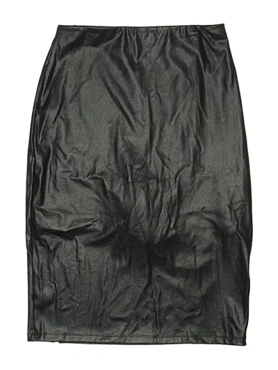 Pre-owned Popilush Faux Leather Skirt In Black