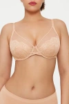 Popilush Lightweight Underwire Minimizer Lace Mesh Bra In Neutral