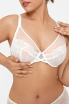 Popilush Lightweight Underwire Minimizer Lace Mesh Bra In White