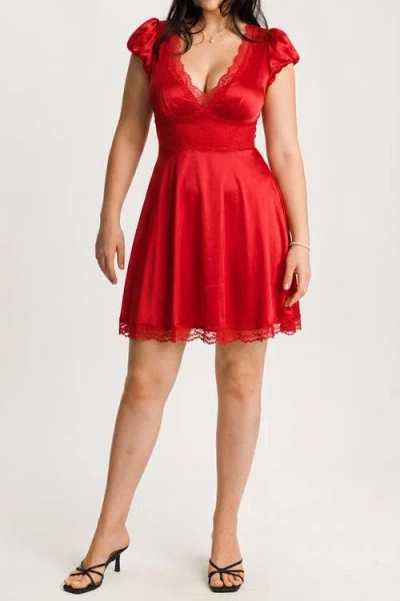 Popilush Plunge Resort Fit & Flare Shapewear Built In Red