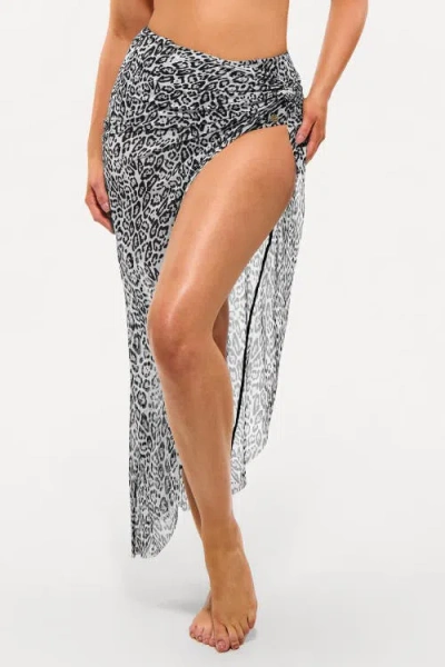 Popilush Resort Mesh Asymmetrical Sarong Coverup In Black