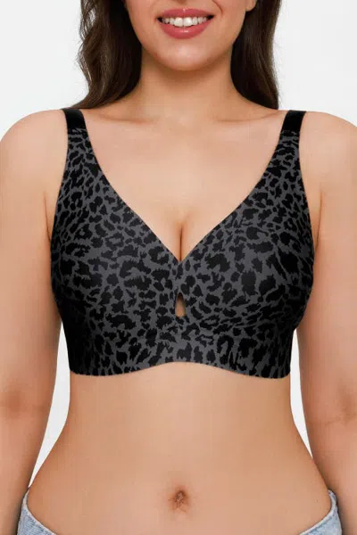 Popilush Seamless Wireless Jelly Contour Support Bra In Black Leopard Print