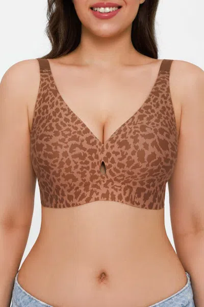 Popilush Seamless Wireless Jelly Contour Support Bra In Brown Leopard Print