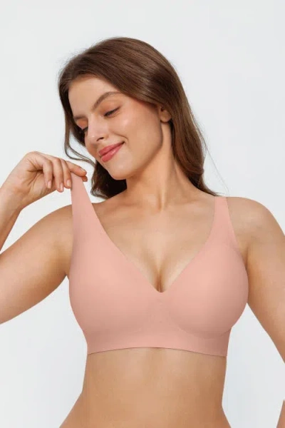 Popilush Seamless Wireless Jelly Leopard Contour Minimizer Support Bra In Pink