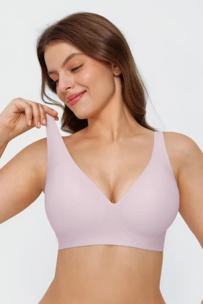 Popilush Seamless Wireless Jelly Leopard Contour Minimizer Support Bra In Purple