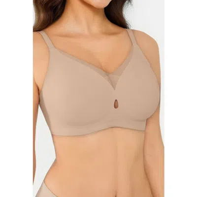 Popilush Seamless Wireless Jelly Leopard Contour Minimizer Support Bra In Brown