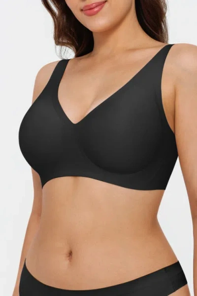 Popilush Seamless Wireless Jelly Minimizer Everydaywear Bra In Black