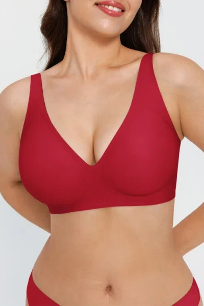 Popilush Seamless Wireless Jelly Minimizer Everydaywear Bra In Red
