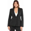 Popilush Shape-sculpting Fitted Jacket In Black