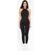 Popilush Shapewear Body-sculpting Halter Neck Jumpsuit In Midnight Black