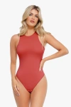 Popilush Shapewear Cloudsense Sleeveless Cutaway Round Neck Bodysuit In Coral Red