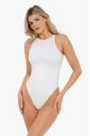 Popilush Shapewear Cloudsense Sleeveless Cutaway Round Neck Bodysuit In White