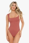 Popilush Shapewear Cloudsense Sleeveless Square Neck Bodysuit In Brown