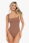 Popilush Shapewear Cloudsense Sleeveless Square Neck Bodysuit In Brown
