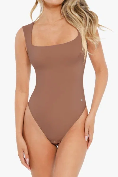 Popilush Shapewear Cloudsense Sleeveless Square Neck Bodysuit In Brown