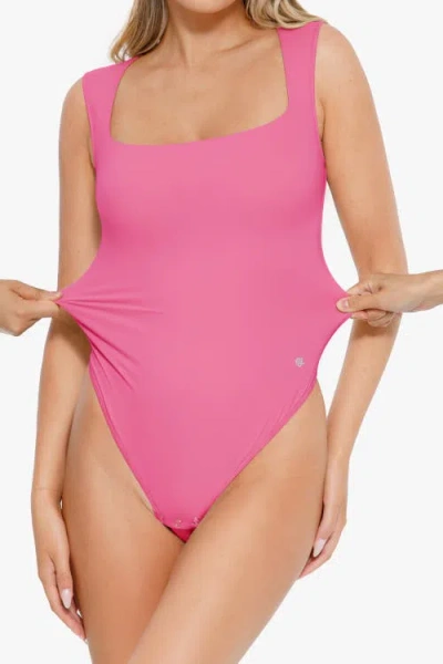 Popilush Shapewear Cloudsense Sleeveless Square Neck Bodysuit In Pink