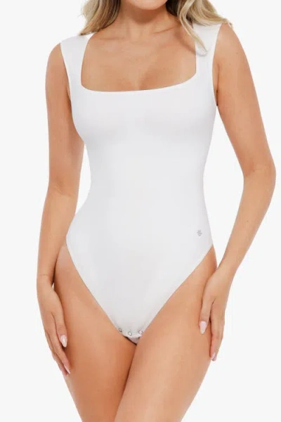 Popilush Shapewear Cloudsense Sleeveless Square Neck Bodysuit In White