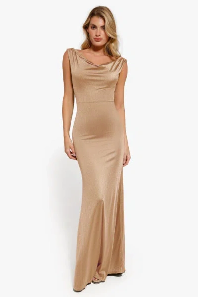 Popilush Shapewear Convertible Shine Sculpting Mermaid Dress In Gold