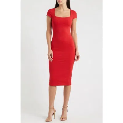 Popilush Shapewear Low-back Bodycon Midi Dress In Red