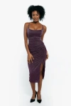 Popilush Shapewear Metallic Knit Bodycon Sculpting Midi Slip Dress In Ultra Violet