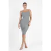 Popilush Shapewear Modal Sculpting Bodycon Dress In Gray Contours