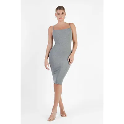 Popilush Shapewear Modal Sculpting Bodycon Dress In Gray Contours