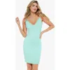 Popilush Shapewear Modal Sculpting Inner Lace Cami Mini Dress In Light Blue