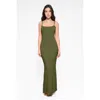 Popilush Shapewear Modal Slimming Maxi Slip Dress In Moss