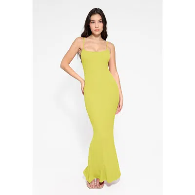 Popilush Shapewear Modal Slimming Maxi Slip Dress In Straw