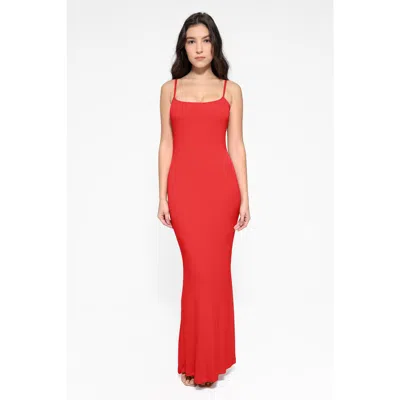 Popilush Shapewear Modal Slimming Maxi Slip Dress In Watermelon