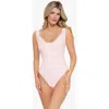 Popilush Shapewear Modal Tummy Control Inner Lace Cami Bodysuit In Thulian Pink