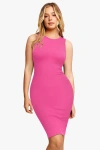 Popilush Shapewear Modal Tummy Control Midi Dress In Hot Pink